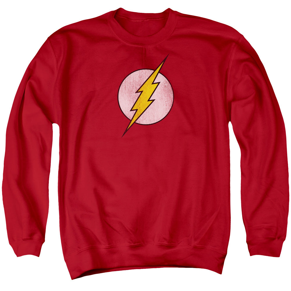 DC Comics Flash Flash Logo Distressed Mens Crewneck Sweatshirt Red