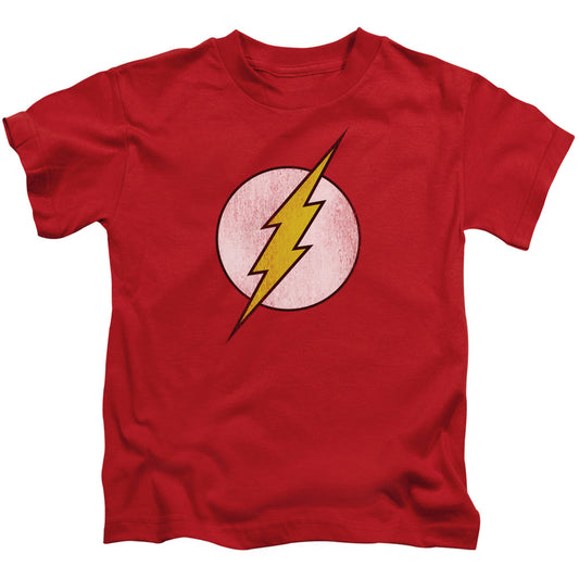 DC Comics Flash Flash Logo Distressed Juvenile Kids Youth T Shirt Red 