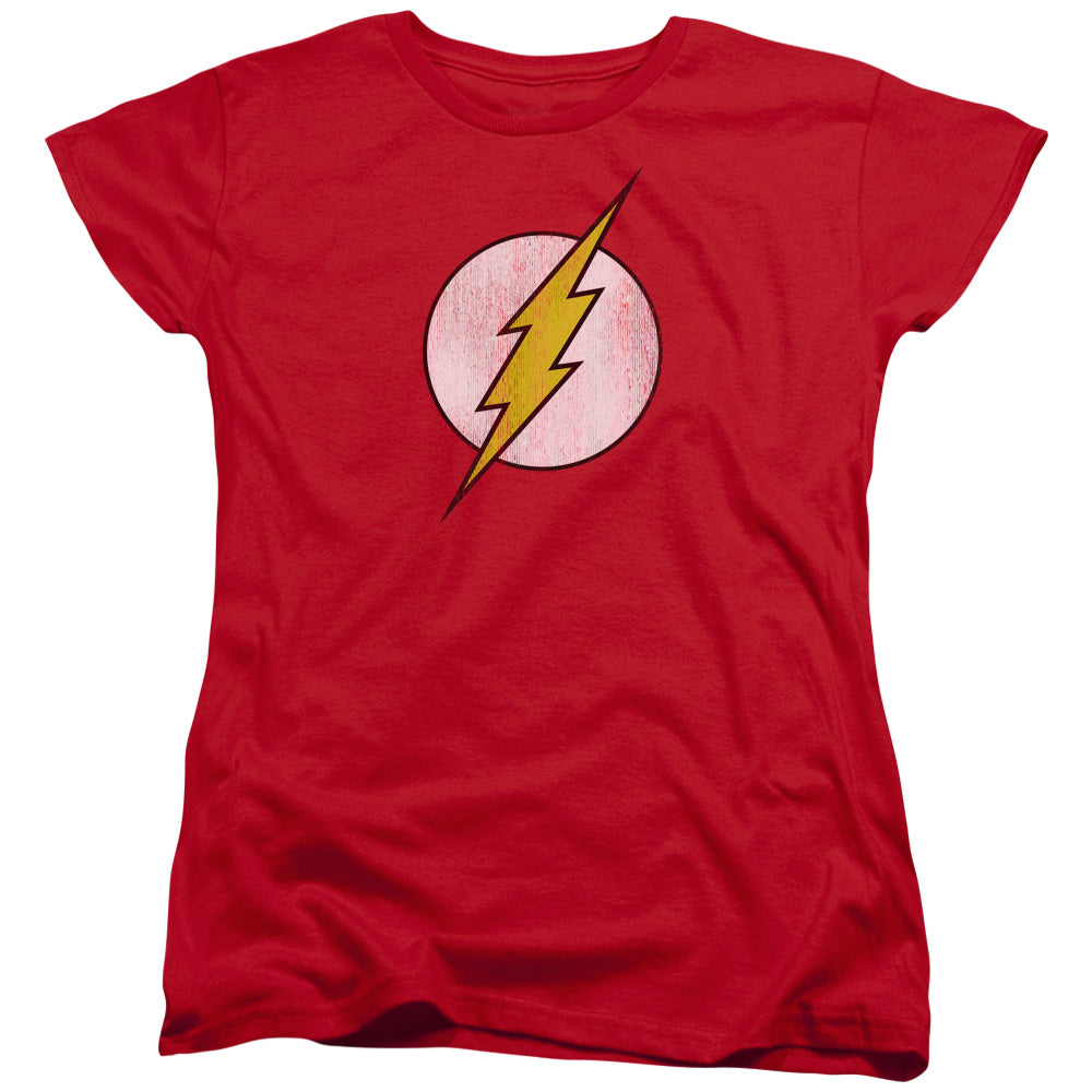 DC Comics Flash Flash Logo Distressed Womens T Shirt Red