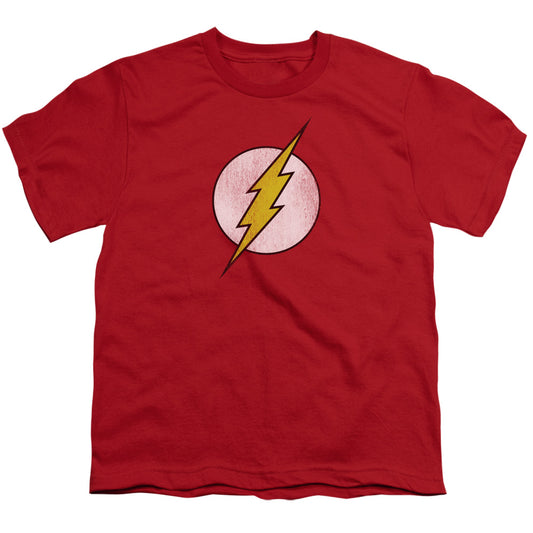 DC Comics Flash Flash Logo Distressed Kids Youth T Shirt Red