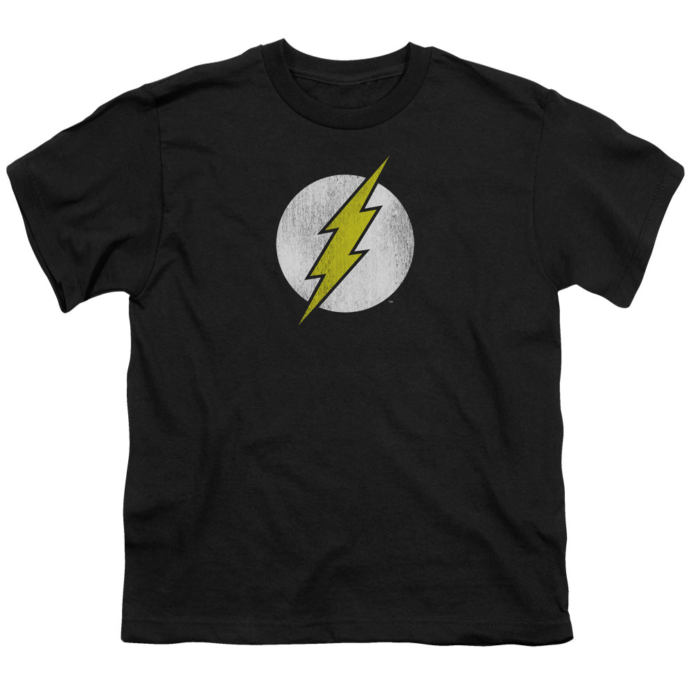 DC Comics Flash Flash Logo Distressed Kids Youth T Shirt Black