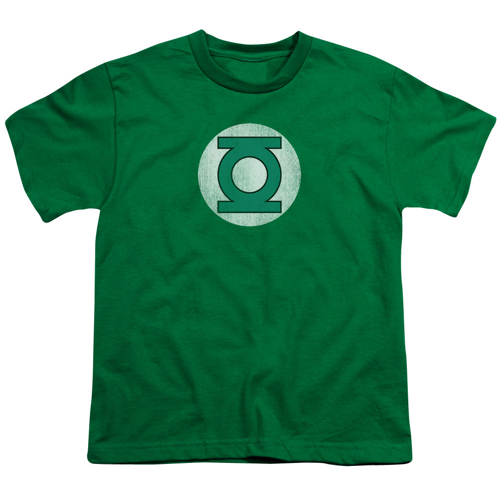 DC Comics Gl Logo Distressed Kids Youth T Shirt Kelly Green