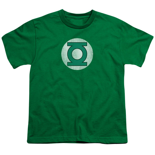 DC Comics Gl Logo Distressed Kids Youth T Shirt Kelly Green
