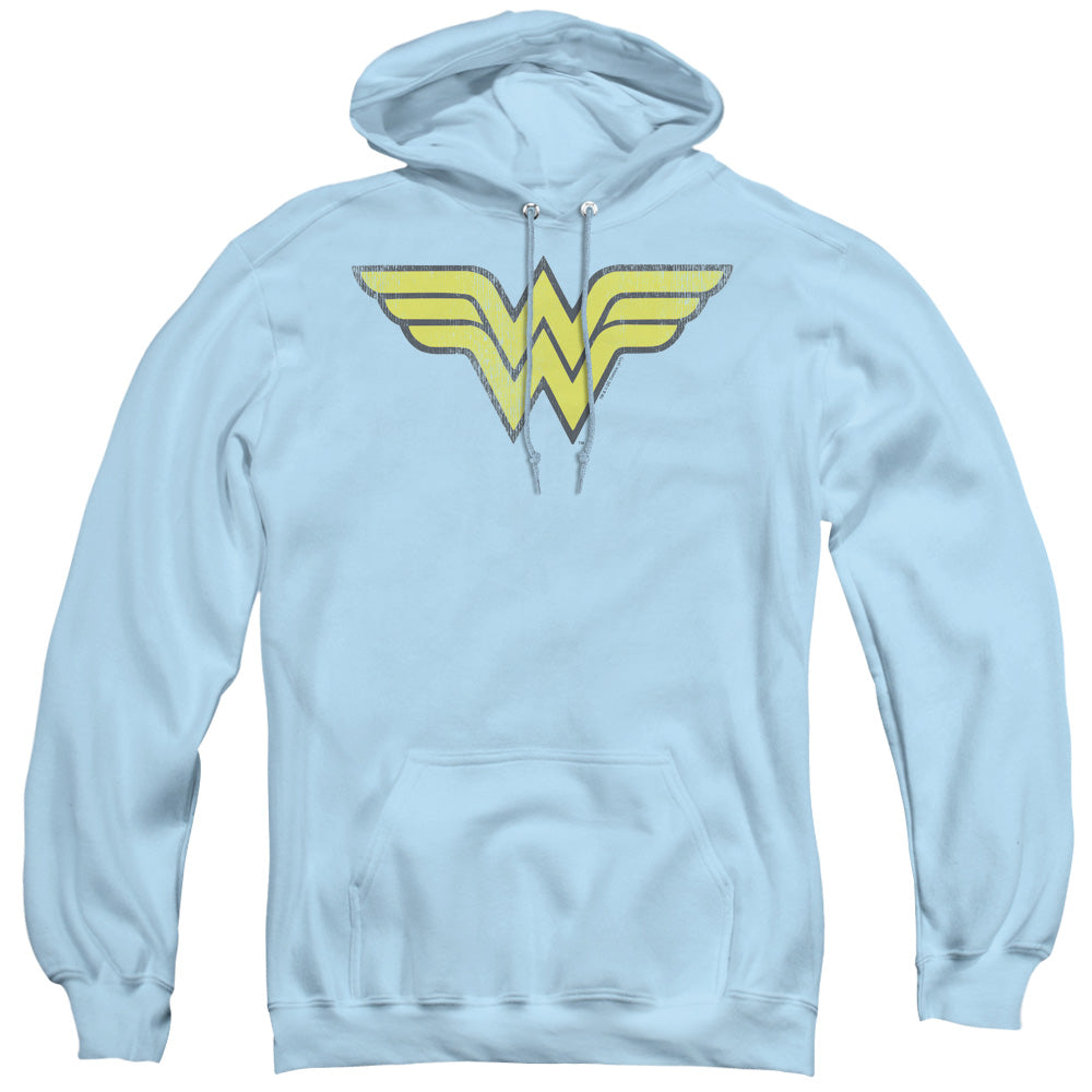 DC Comics Ww Logo Distressed Mens Hoodie Light Blue