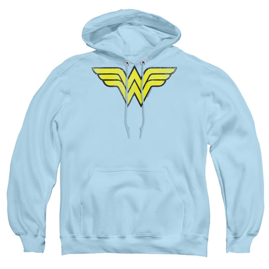 Dc Wonder Woman Ww Logo Distressed Mens Hoodie Light Blue Officially Licensed