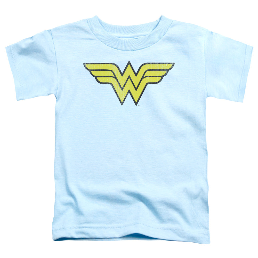 DC Comics Ww Logo Distressed Toddler Kids Youth T Shirt Light Blue