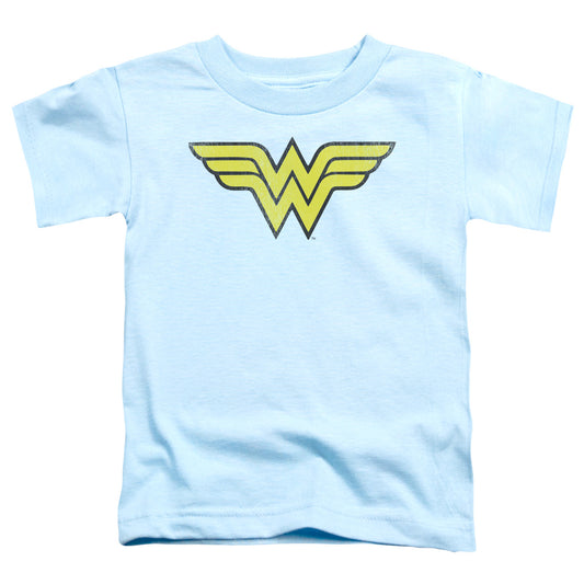 DC Comics Ww Logo Distressed Toddler Kids Youth T Shirt Light Blue