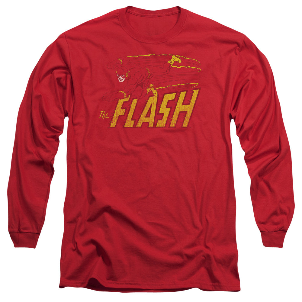 DC Comics Flash Flash Speed Distressed Mens Long Sleeve Shirt Red