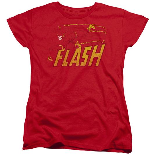 DC Comics Flash Flash Speed Distressed Womens T Shirt Red