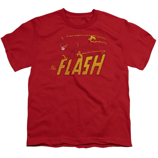 DC Comics Flash Flash Speed Distressed Kids Youth T Shirt Red