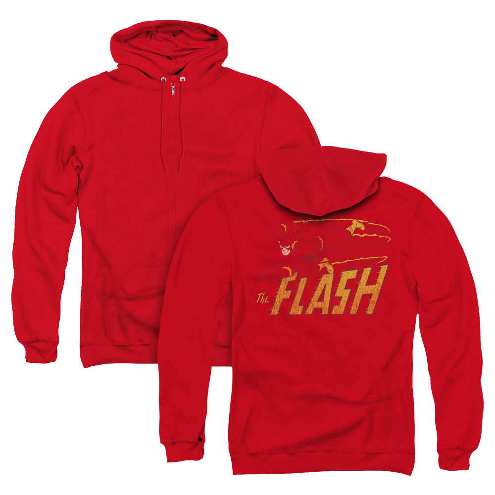 DC Comics Flash Flash Speed Distressed Back Print Zipper Mens Hoodie Red