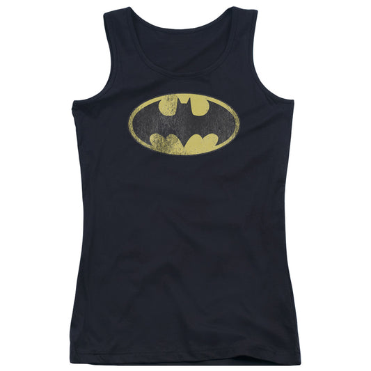 DC Comics Retro Bat Logo Distressed Womens Tank Top Shirt Black