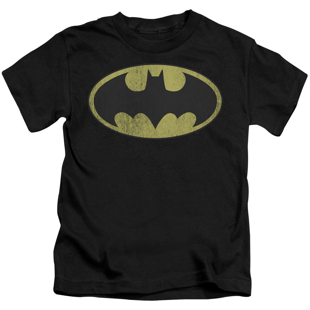 DC Comics Retro Bat Logo Distressed Juvenile Kids Youth T Shirt Black 
