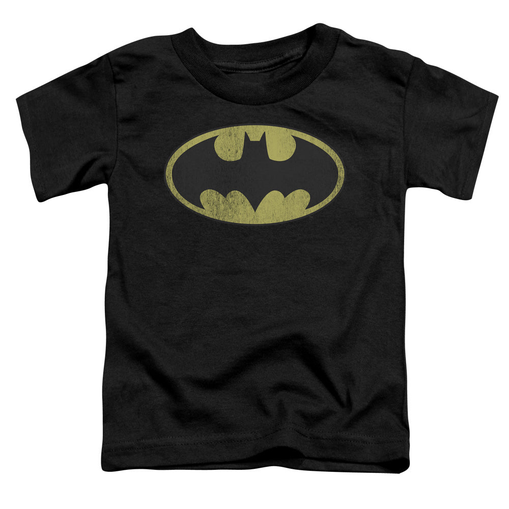 DC Comics Retro Bat Logo Distressed Toddler Kids Youth T Shirt Black