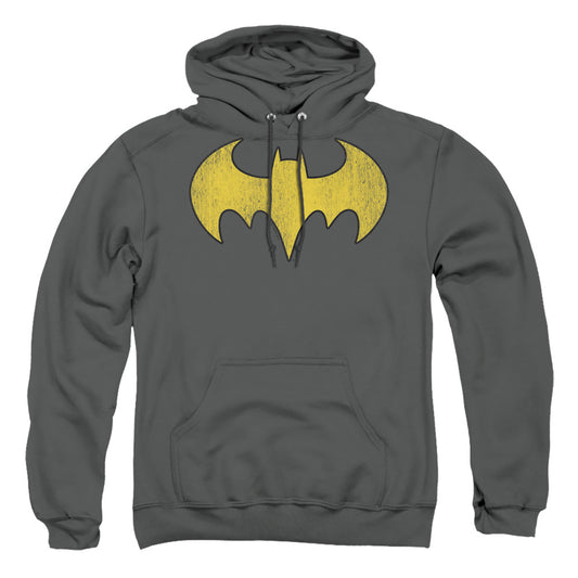 Dc Batgirl Logo Distressed Mens Hoodie Charcoal Officially Licensed