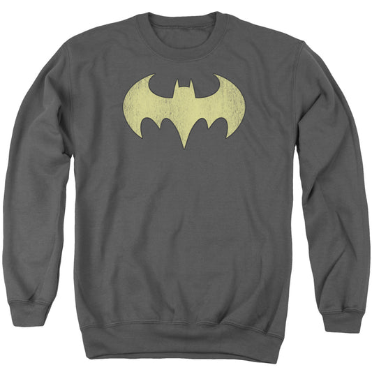DC Comics Batgirl Logo Distressed Mens Crewneck Sweatshirt Charcoal