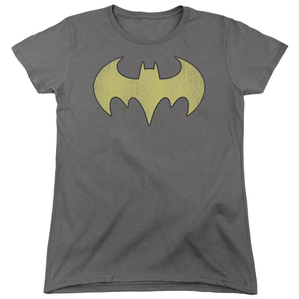 DC Comics Batgirl Logo Distressed Womens T Shirt Heather