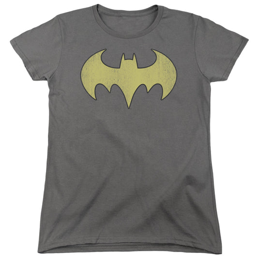 DC Comics Batgirl Logo Distressed Womens T Shirt Heather
