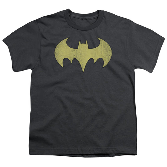 DC Comics Batgirl Logo Distressed Kids Youth T Shirt Charcoal