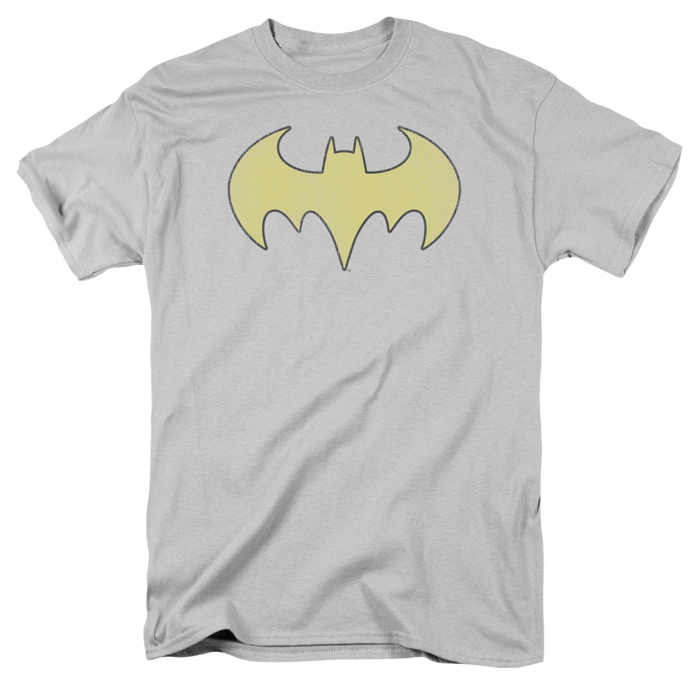 DC Comics Batgirl Logo Distressed Mens T Shirt Silver