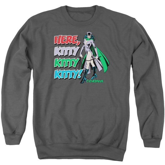 DC Comics Here Kitty Mens Crewneck Sweatshirt Charcoal