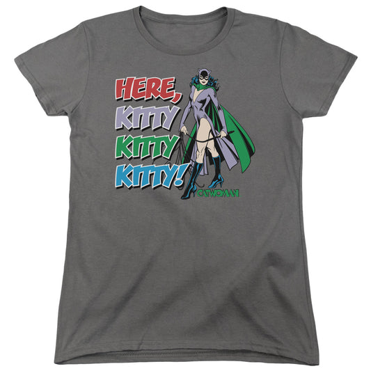 DC Comics Here Kitty Womens T Shirt Charcoal