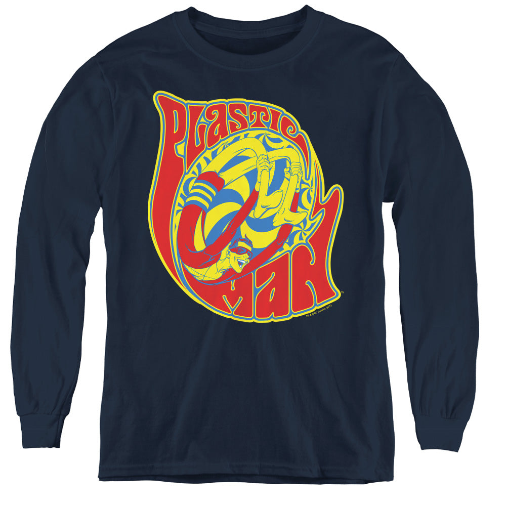 DC Comics How I Roll Long Sleeve Kids Youth T Shirt Navy Blue