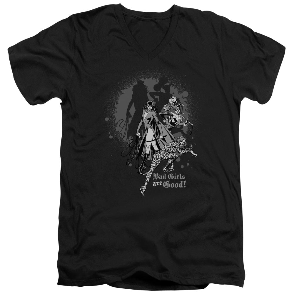 DC Comics Bad Girls Are Good Mens Slim Fit V Neck T Shirt Black