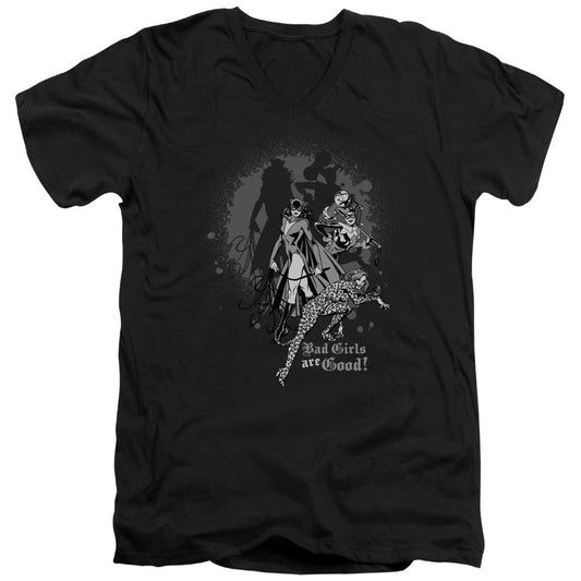 DC Comics Bad Girls Are Good Mens Slim Fit V Neck T Shirt Black