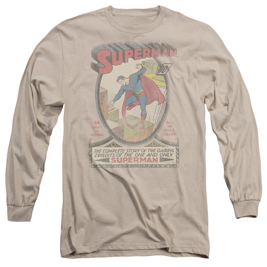 DC Comics Superman 1 Distressed Mens Long Sleeve Shirt Sand