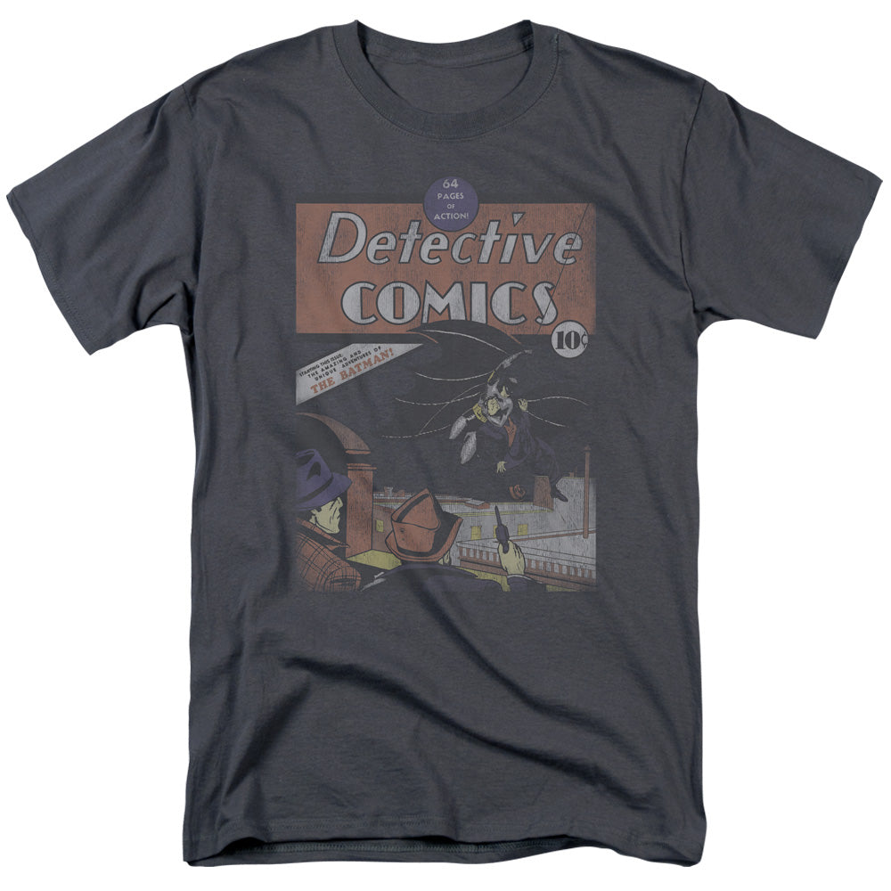 DC Comics Detective #27 Distressed Mens T Shirt Charcoal