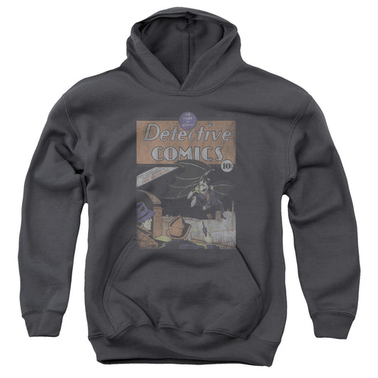 DC Comics Detective #27 Distressed Kids Youth Hoodie Charcoal