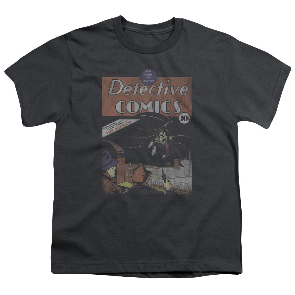 DC Comics Detective #27 Distressed Kids Youth T Shirt Charcoal