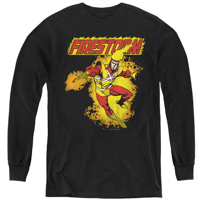 DC Comics Firestorm Long Sleeve Kids Youth T Shirt Black