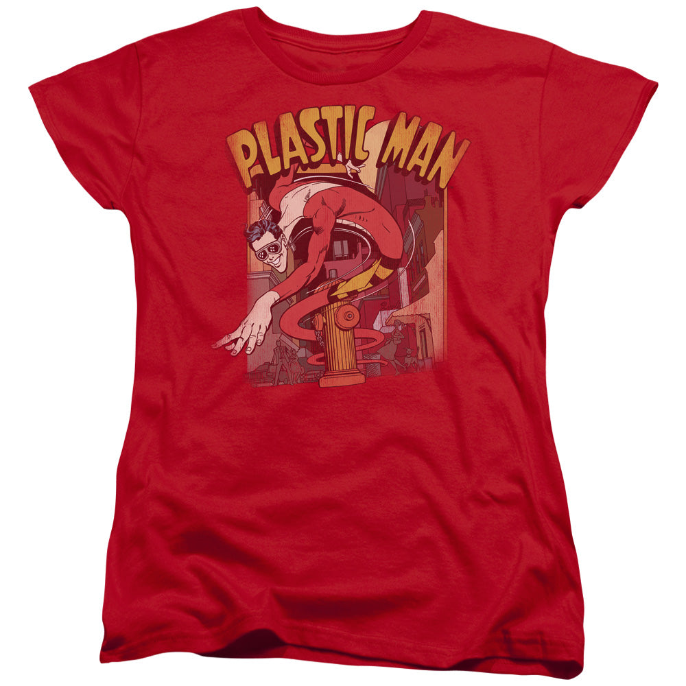 DC Comics Plastic Man Street Womens T Shirt Red