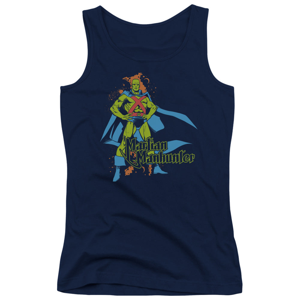 DC Comics Martian Manhunter Womens Tank Top Shirt Navy Blue