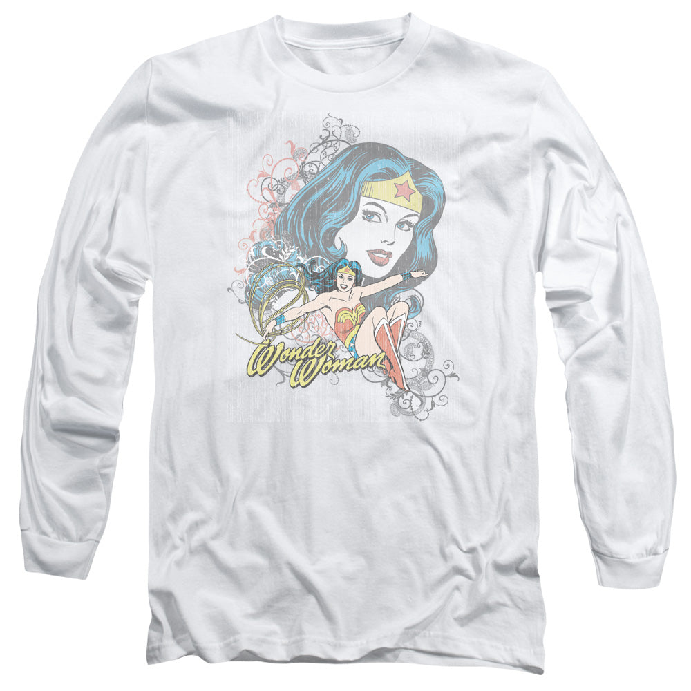DC Comics Wonder Scroll Mens Long Sleeve Shirt White