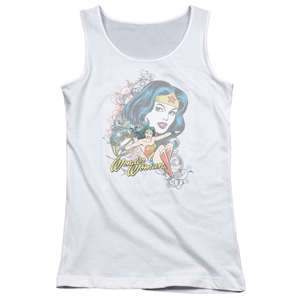 DC Comics Wonder Scroll Womens Tank Top Shirt White