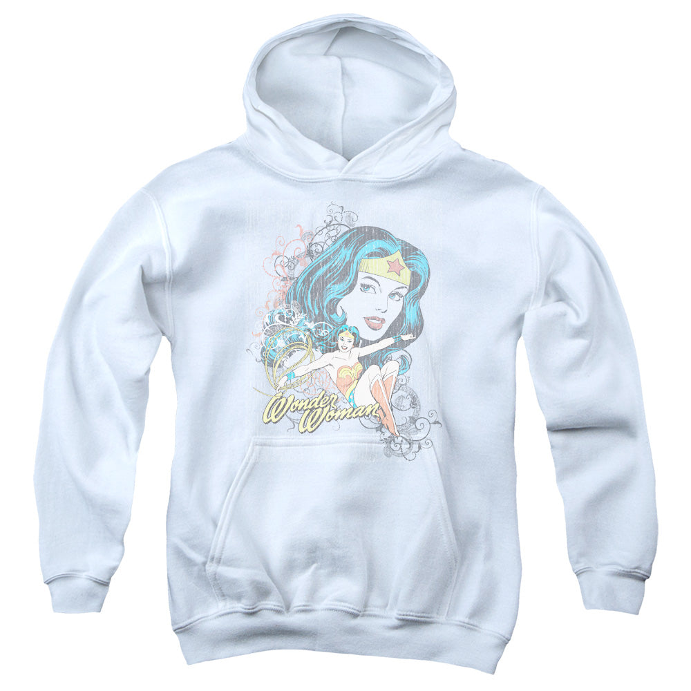 DC Comics Wonder Scroll Kids Youth Hoodie White