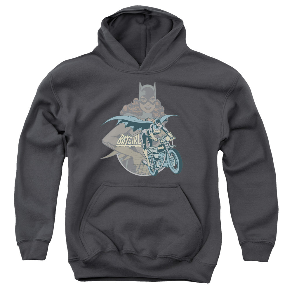 DC Comics Batgirl Biker Kids Youth Hoodie Charcoal