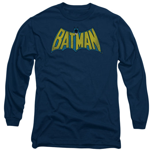 DC Comics Classic Batman Logo Mens Long Sleeve Shirt Navy Blue