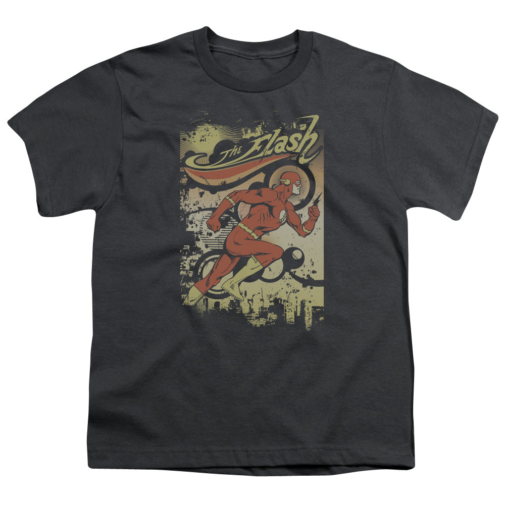 DC Comics Flash Just Passing Through Kids Youth T Shirt Charcoal