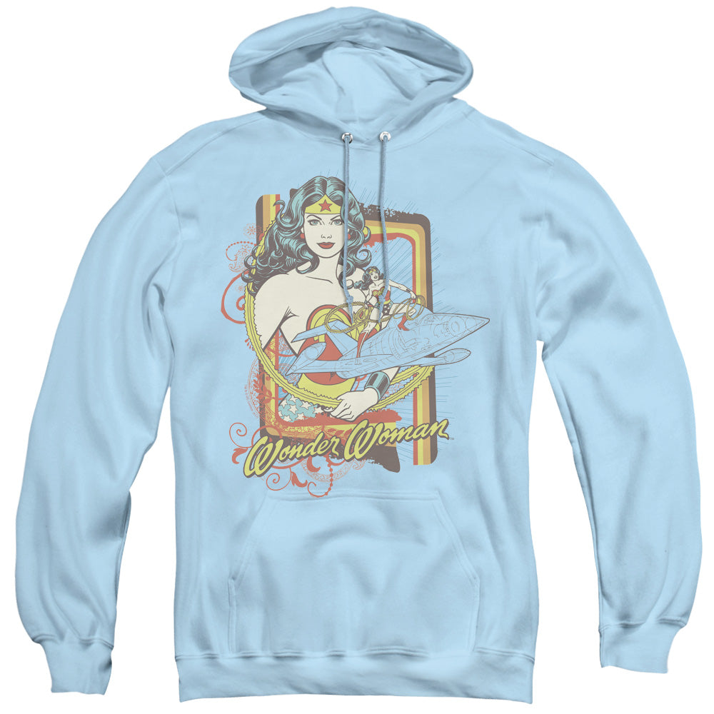 DC Comics Invisible Jet Mens Hoodie Light Blue