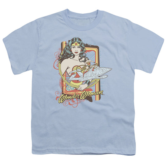 DC Comics Invisible Jet Kids Youth T Shirt Light Blue
