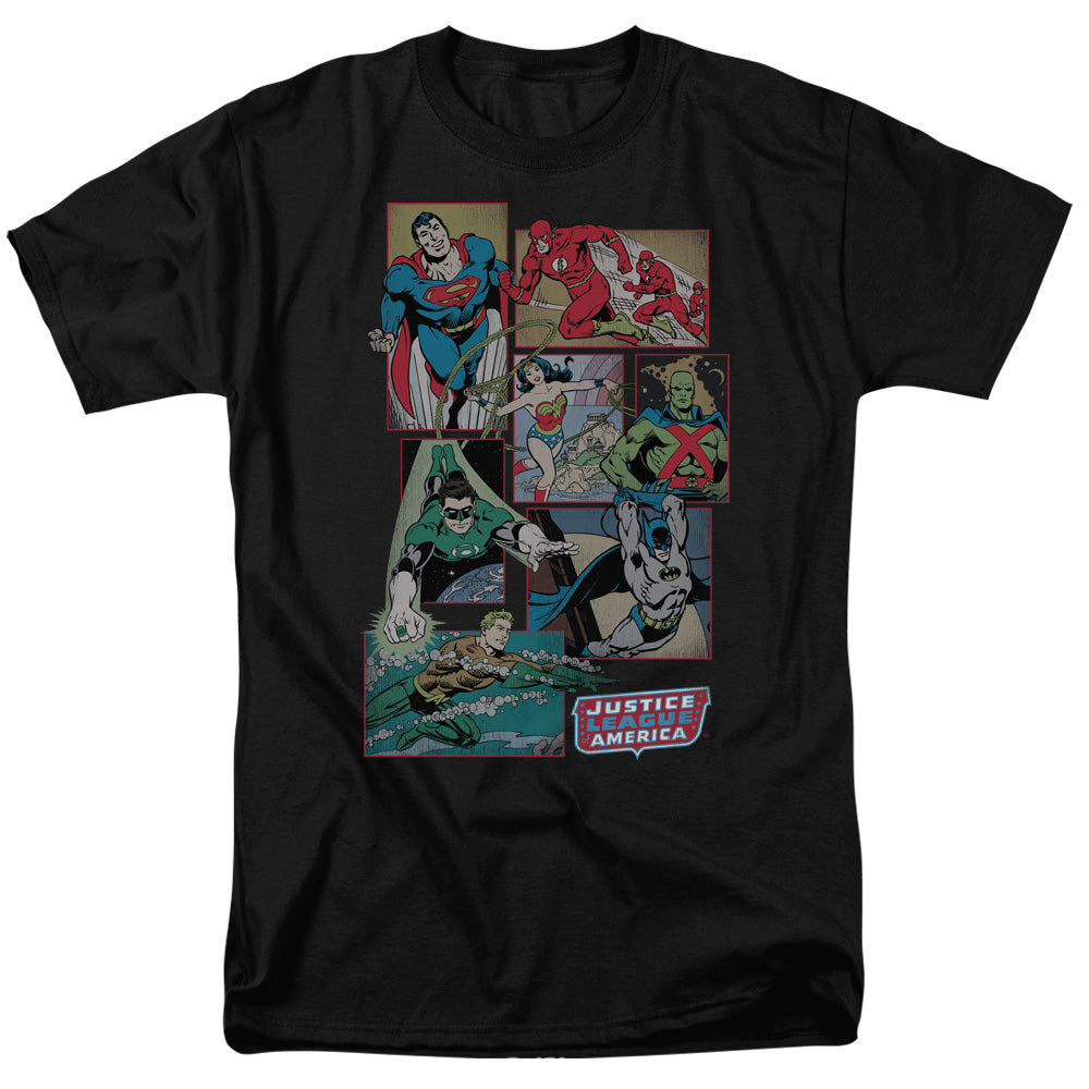 DC Comics Justice League Boxes Mens T Shirt Black