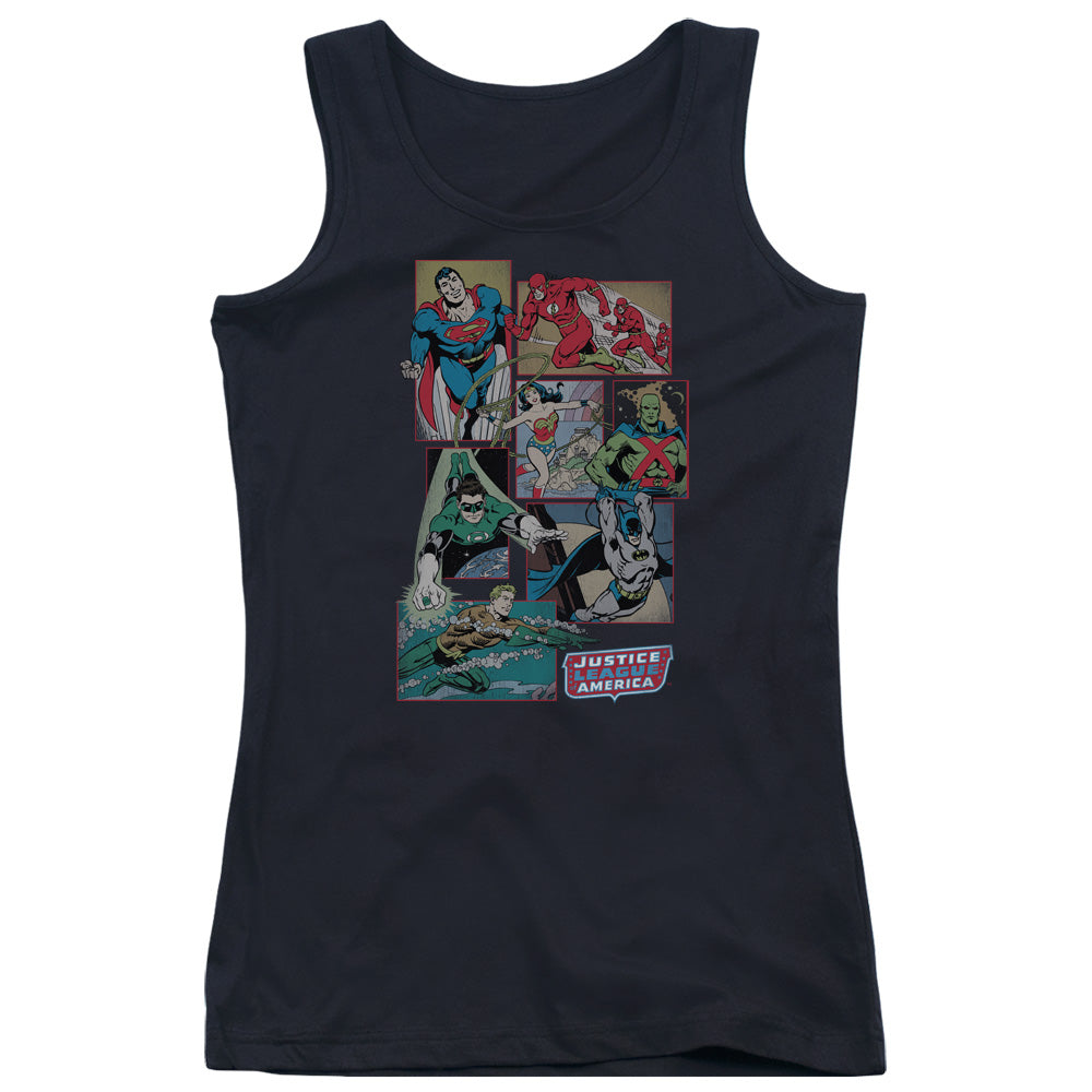 DC Comics Justice League Boxes Womens Tank Top Shirt Black