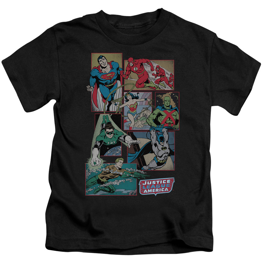 DC Comics Justice League Boxes Juvenile Kids Youth T Shirt Black 