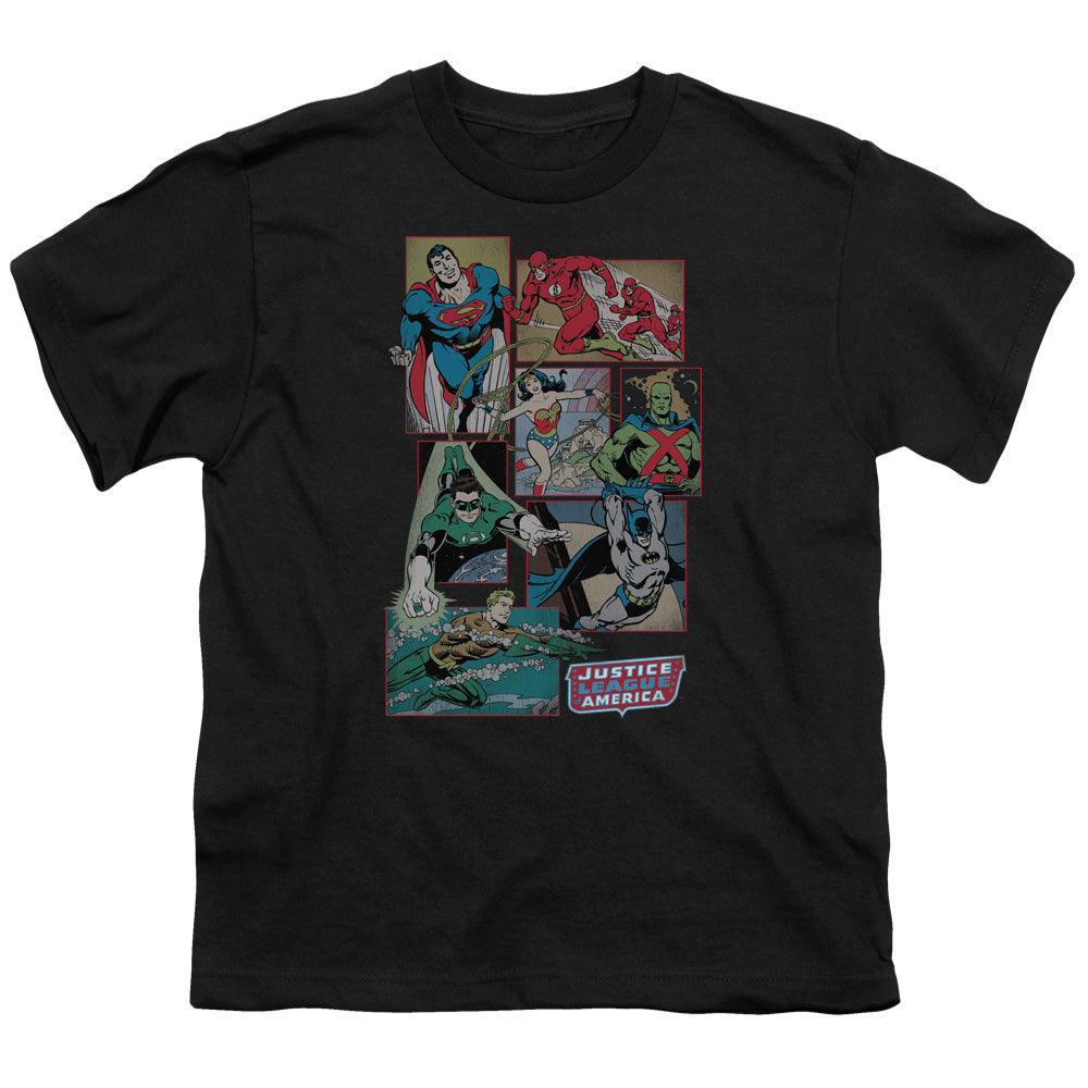 DC Comics Justice League Boxes Kids Youth T Shirt Black