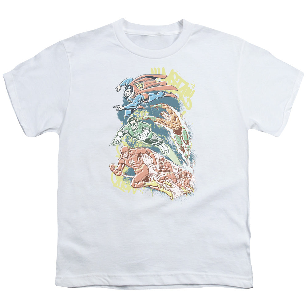 DC Comics Halftone League Kids Youth T Shirt White