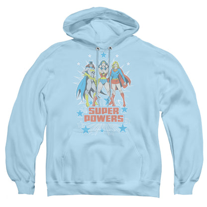 Dc Super Powers X3 Mens Hoodie Light Blue Officially Licensed